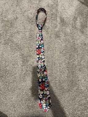 Littlest Prince Navy Floral Slim Necktie